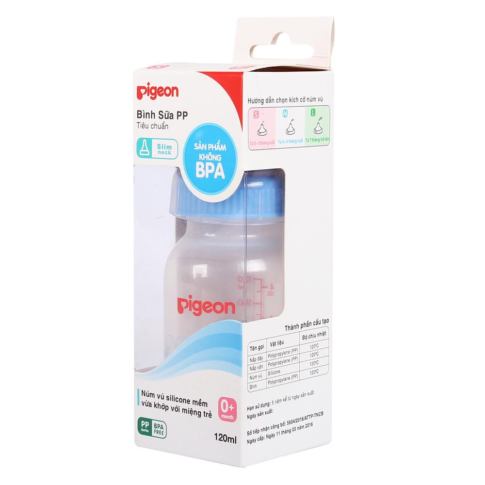 Bình sữa Pigeon nhựa PP cổ hẹp 120ml (0M+)