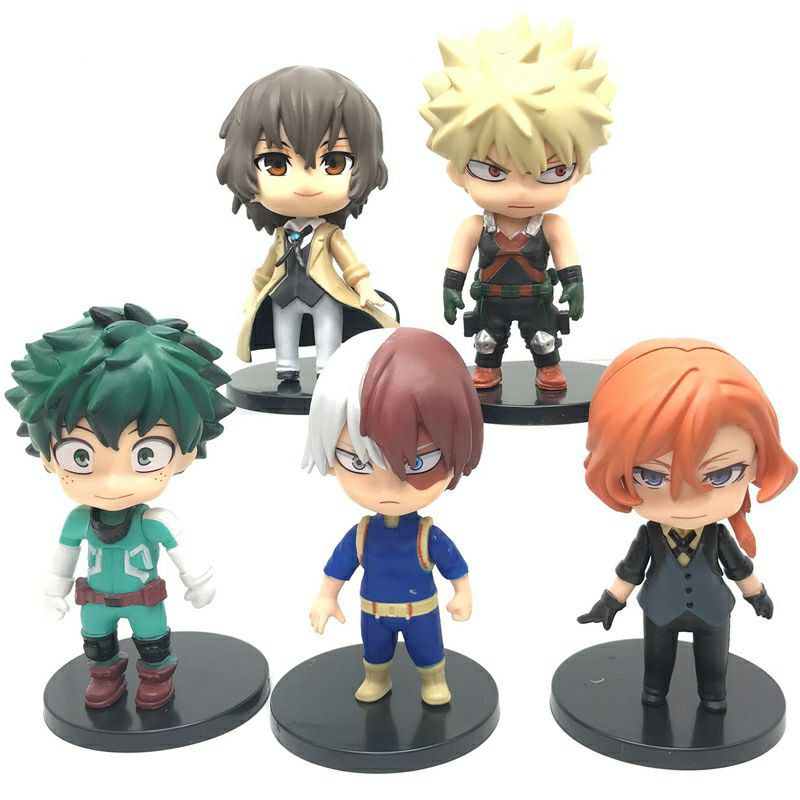 [12cm] Bộ 5 nhân vật Chibi anime MY HERO ACADEMIA Midoriya Izuku Todoroki Shoto Bakugo Katsuki Uraraka Ochako kacchan