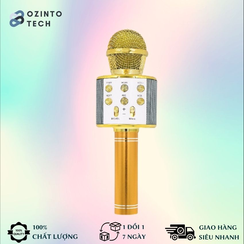[ ƯU ĐÃI LÊN TỚI 50%]  Mic Hát karaoke kết nối Bluetooth không dây, micro không dây, micro karaoke bluetooth, micro live stream, micro không dây bluetooth Ozinto Technology OT17