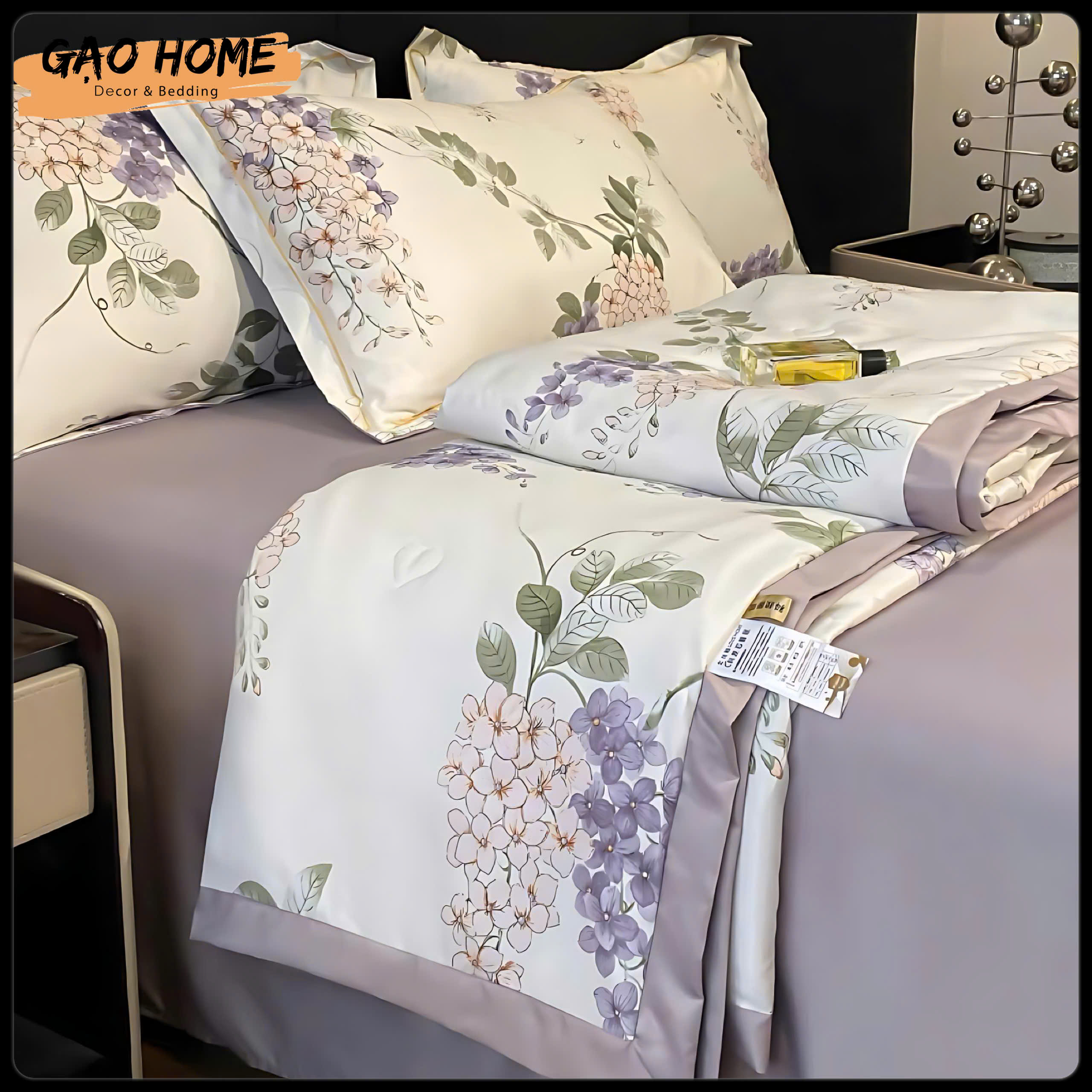 Bộ Set Đủ Bộ Chăn ga LỤA THÁI CHĂN HÈ, Phi Lụa, Cotton Lụa Hàng Nhập Khẩu 4 Món Siêu Đẹp Mát Lạnh - KiMi Decor