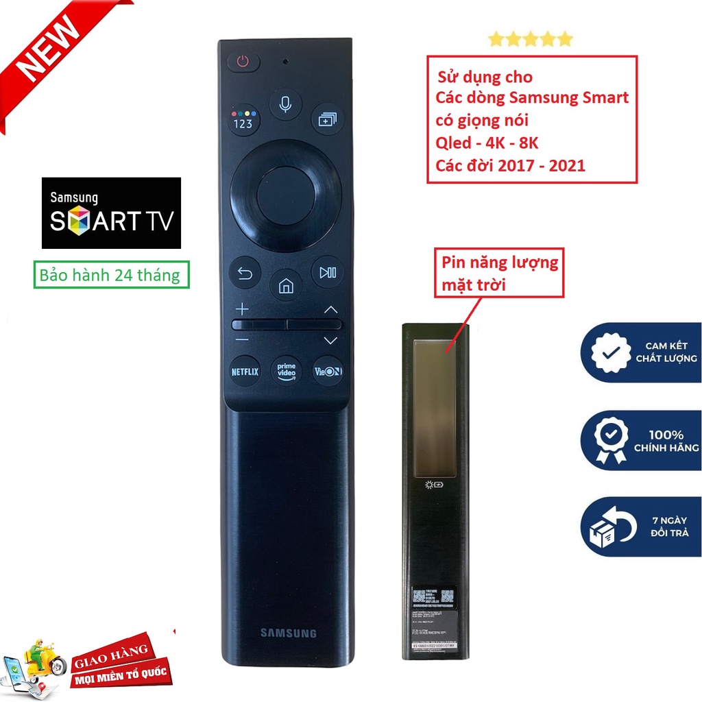 Điều khiển tivi Samsung giọng nói Qled năng lượng mặt trời qled 2021 Hàng chính hãng remote tivi samsung