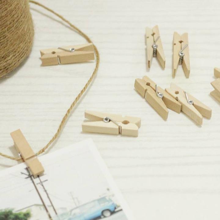 Sỉ túi 50 kẹp gỗ treo ảnh TẶNG 5m dây cói dây gai treo ảnh, kẹp ảnh nghệ thuật trang trí nhà cửa
