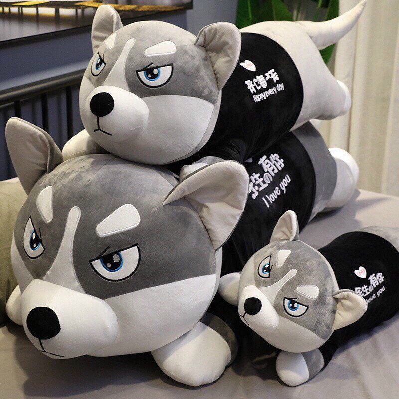 chó husky nhồi bông siêu dễ thương