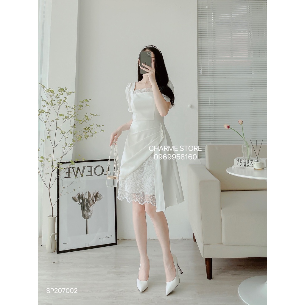 Váy ly hàn phối ren thiết kế Charme 207002