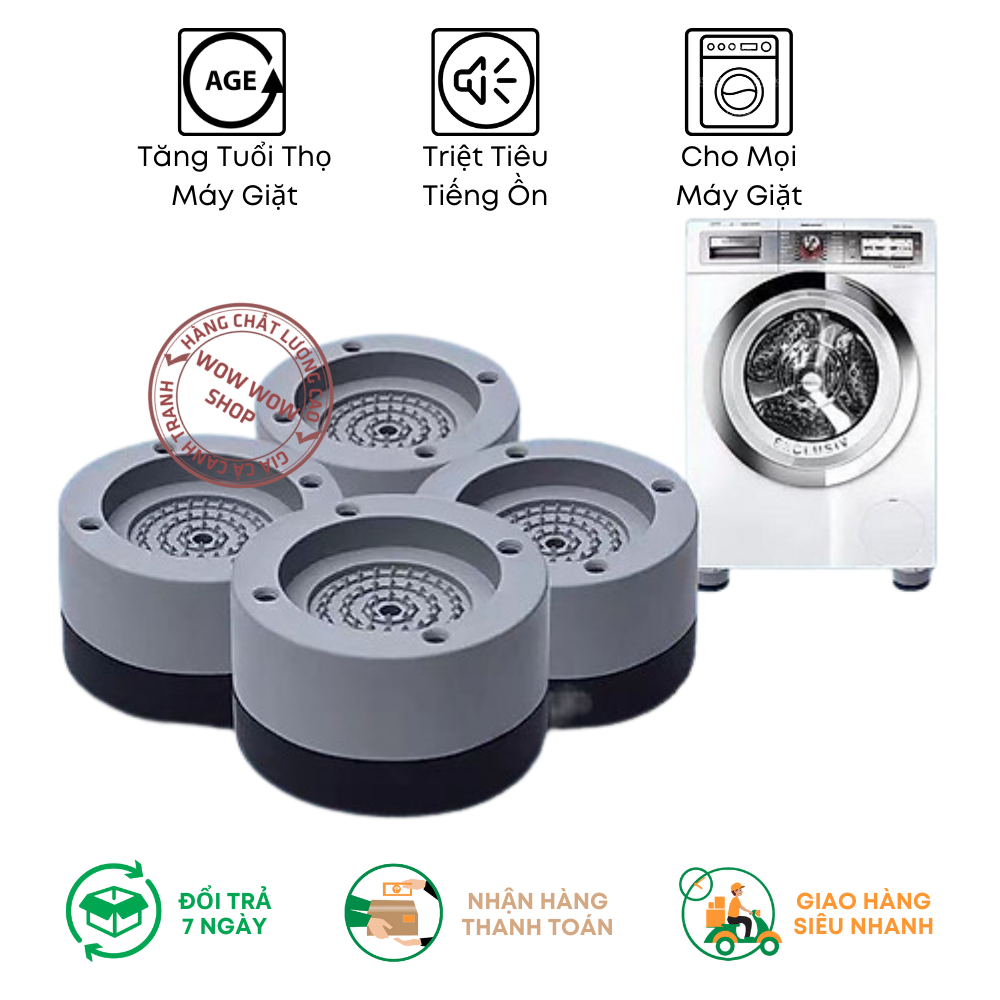 Bộ 4 miếng đệm cao su lót chân máy giặt chống rung chống ồn