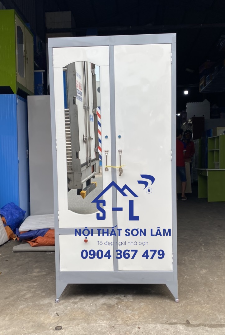 Tủ sắt quần áo 2 cánh 1m6 giá rẻ sơn dầu