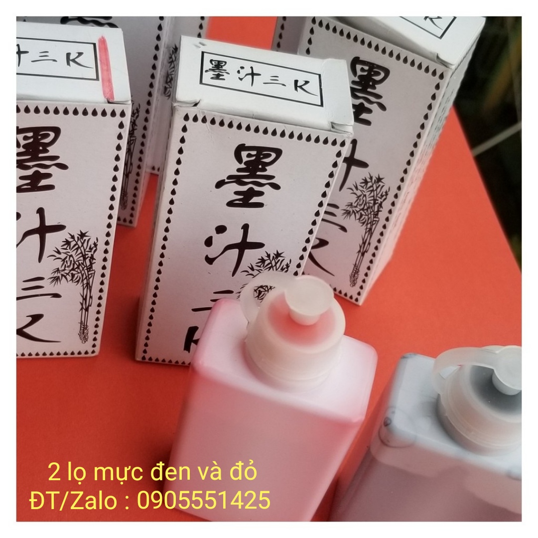 2 LỌ MỰC VIẾT THƯ PHÁP ĐEN VÀ ĐỎ