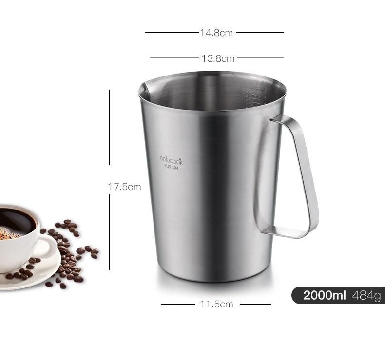 Ly inox mờ 304 có tay cầm - Onlycook