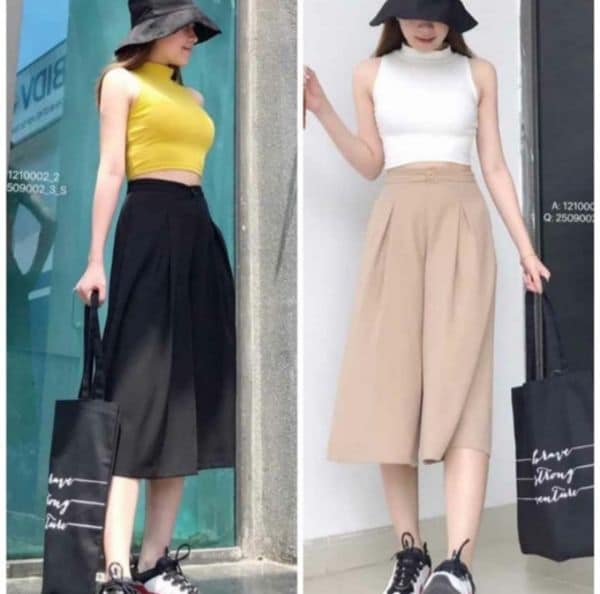 Quần đũi nữ ống rộng xếp li