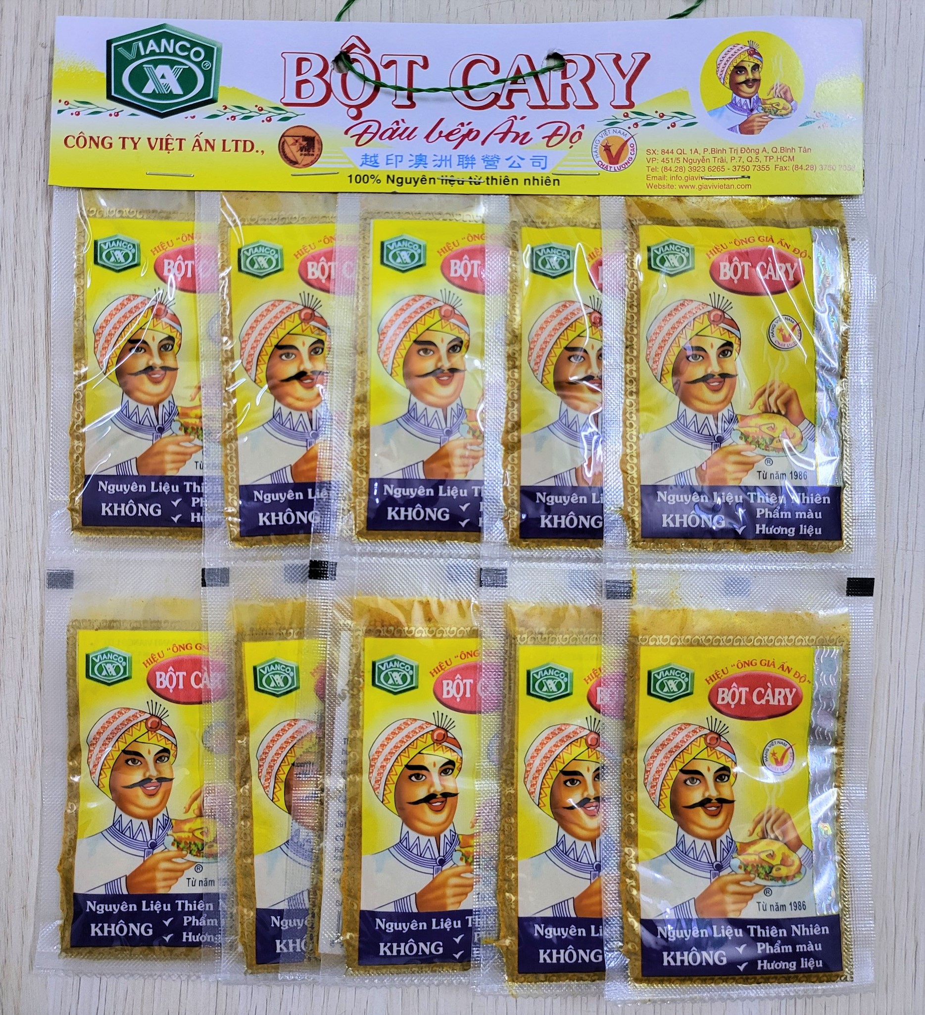 (LỐC 20 gói x 3.5g) BỘT CÀ RI hiệu Đầu Bếp Ấn Độ VIANCO Curry powder
