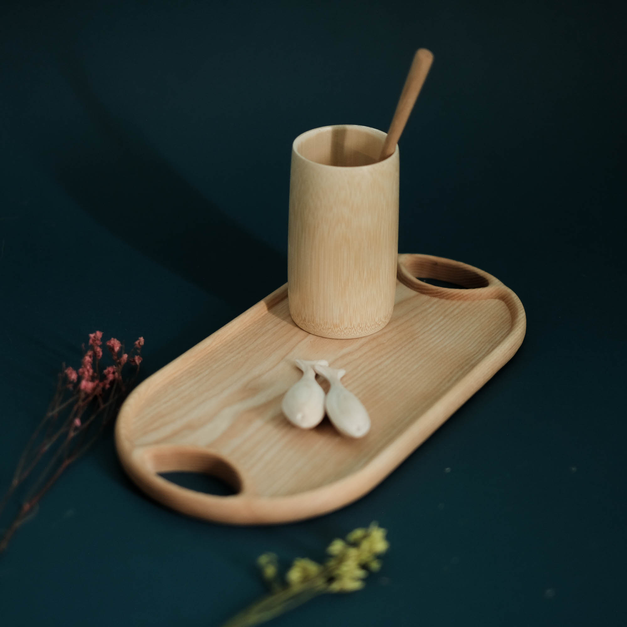 [HCM]Khay gỗ 0val Khay oval tay cầm đựng đồ ăn