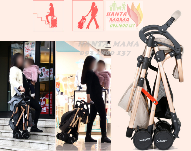Xe đẩy Belecoo A8 2 chiều 3 tư thế, xe đẩy em bé