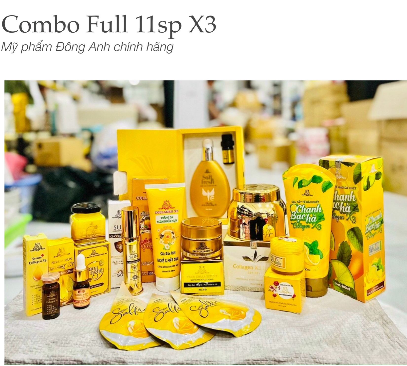 Combo Mỹ phẩm Đông Anh - Trọn bộ 10 sản phẩm body và Face X3 Collagen- Hàng chính hãng