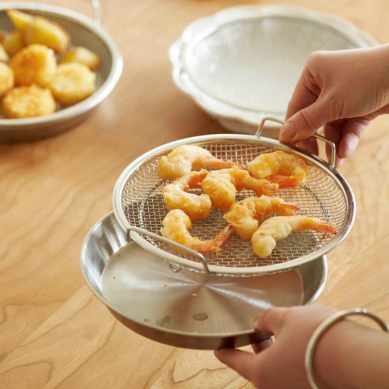 Khay Inox kèm vỉ nướng bằng lưới đa năng size 20cm