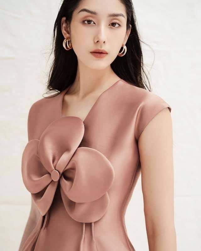 đầm xòe dự tiệc cổ tim đính hoa lớn