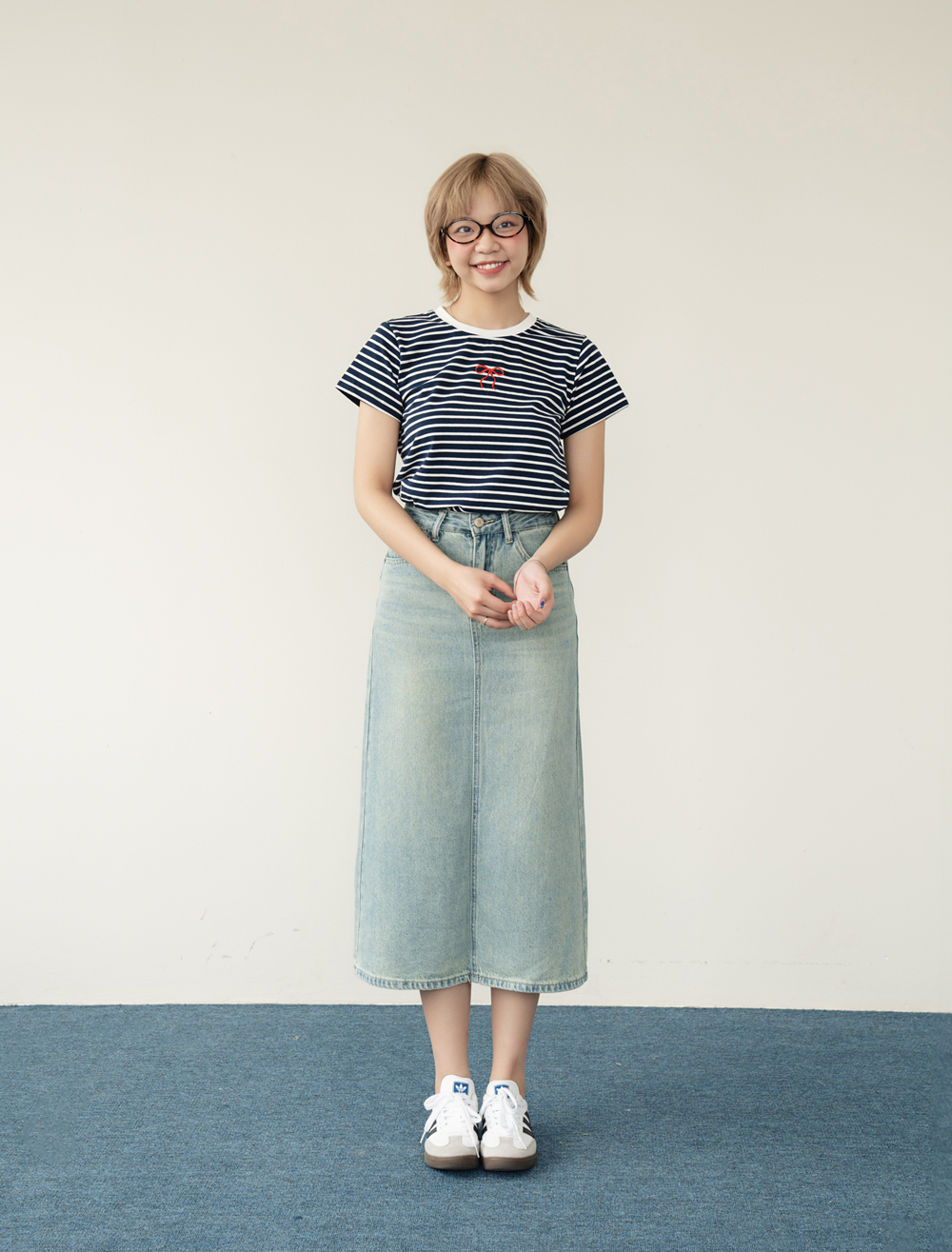 BLEUBIRD Chân váy denim dáng dài Midi Jeans Skirt