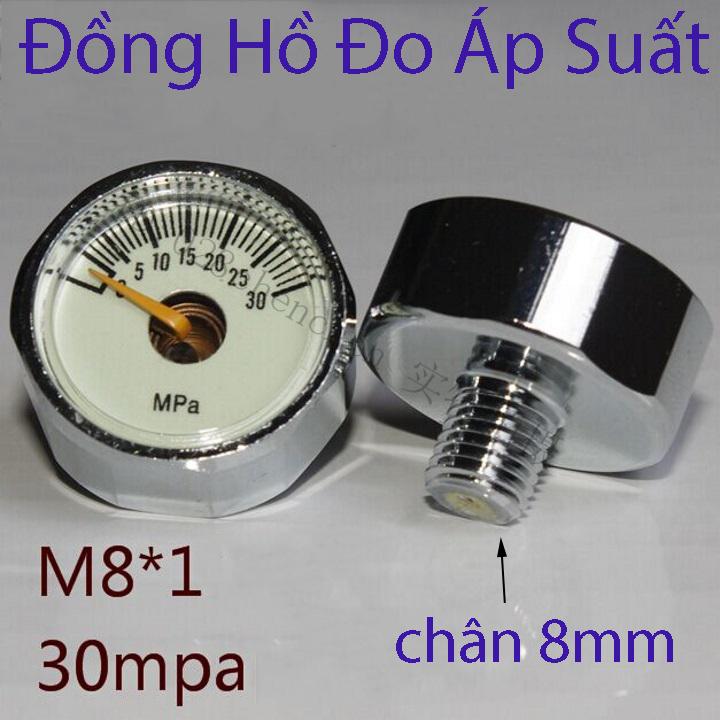 đồng hồ đo áp suất 30mpa chân 8mm