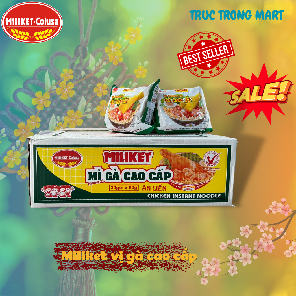 Mì tôm Miliket vị Gà Cao cấp 30 gói/80gr