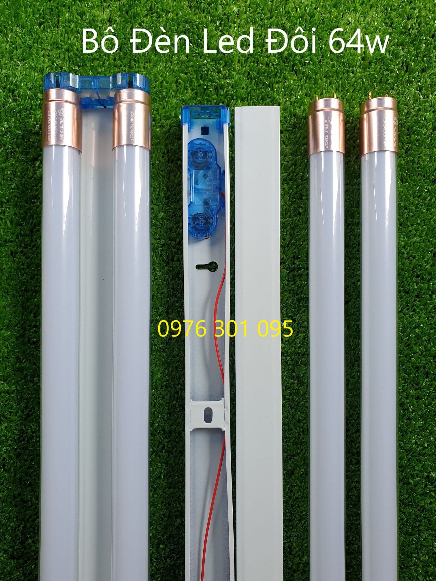 [ 2 Bộ ] Đèn Led Đôi 1m2 64w siêu sáng (1 máng & 2 bóng) [Đủ Wat]