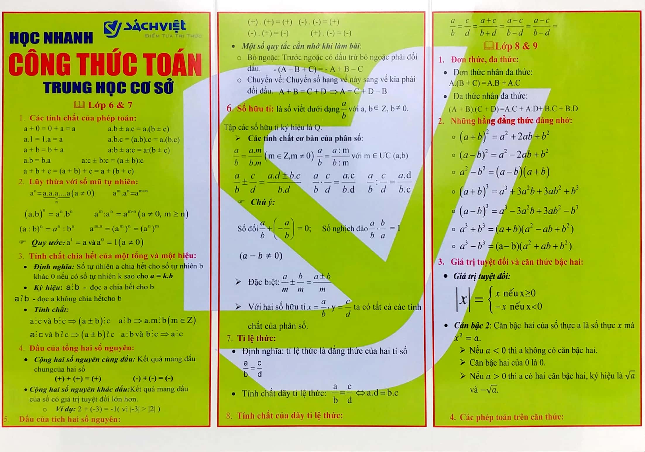 Fahasa - Học Nhanh Công Thức Toán THCS (Lớp 6-7)