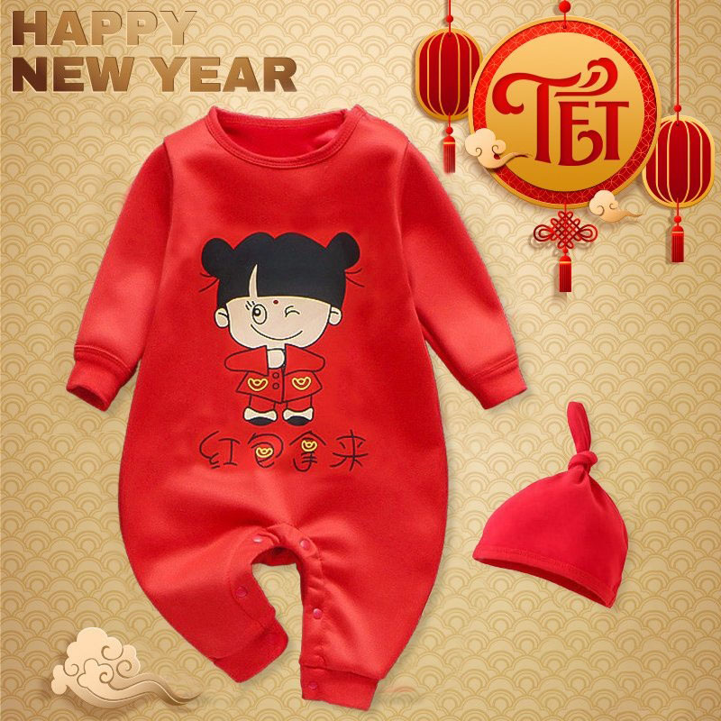 Body TẾT dài tay tài lộc mẫu Quần áo trẻ em chất cotton mền mịn  body cho bé trai và body cho bé gái từ 0-12 tháng