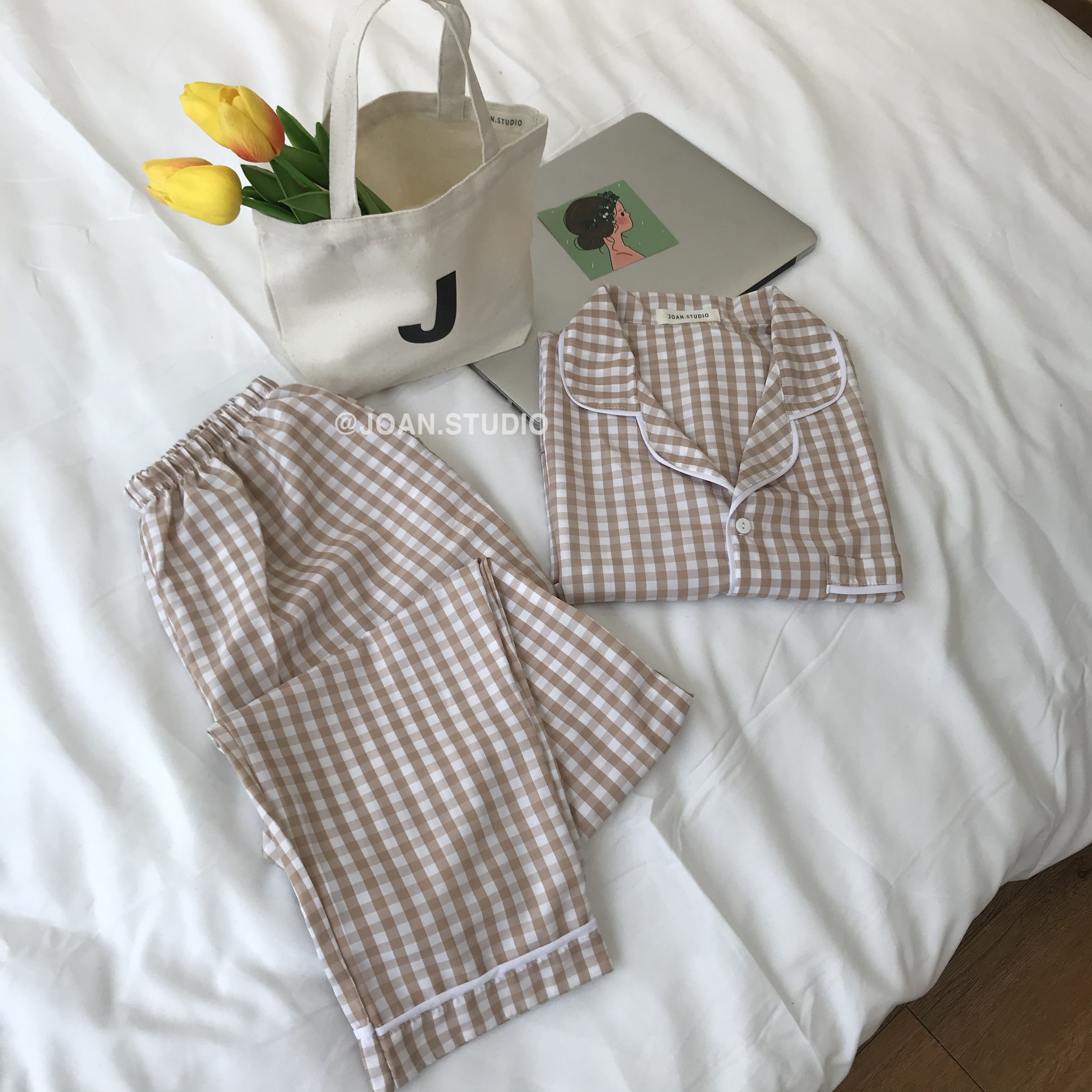 [LONG CARO PYJAMA] - Đồ Ngủ Nữ, Đồ Mặc Ở Nhà Chất Kate Bộ Dài