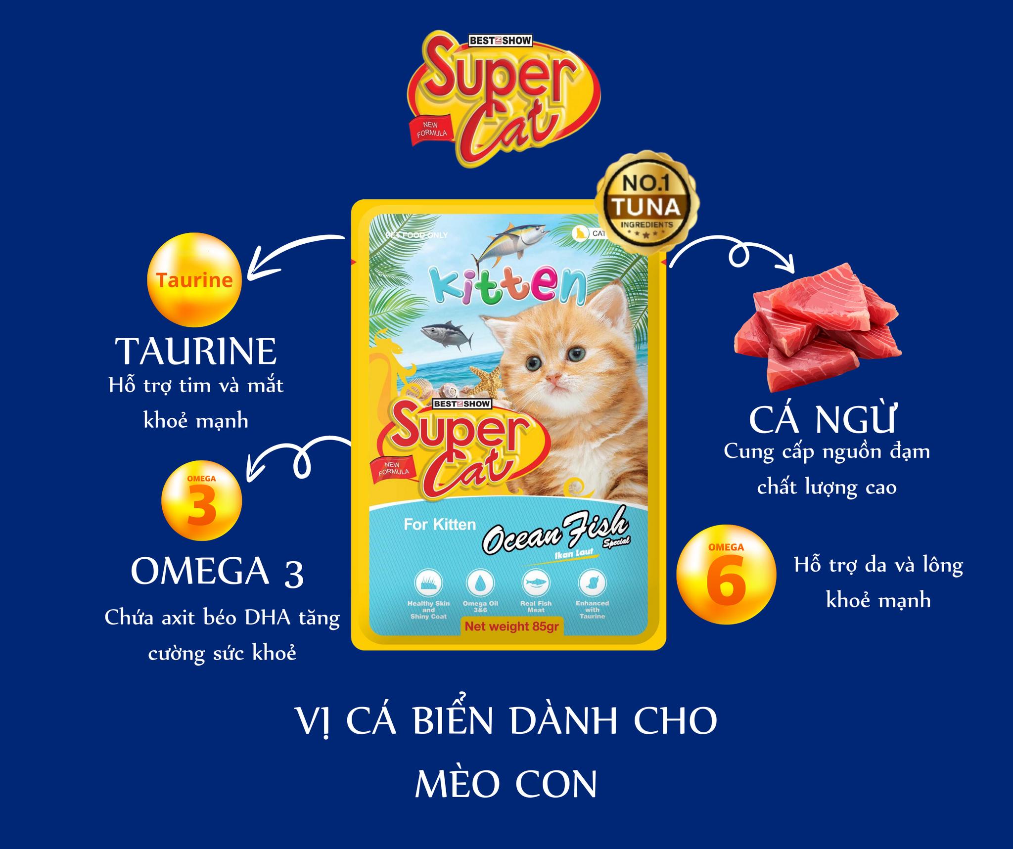 pate supercat nhiều Taurine 85gr dành cho mèo - T3 PETS SHOP