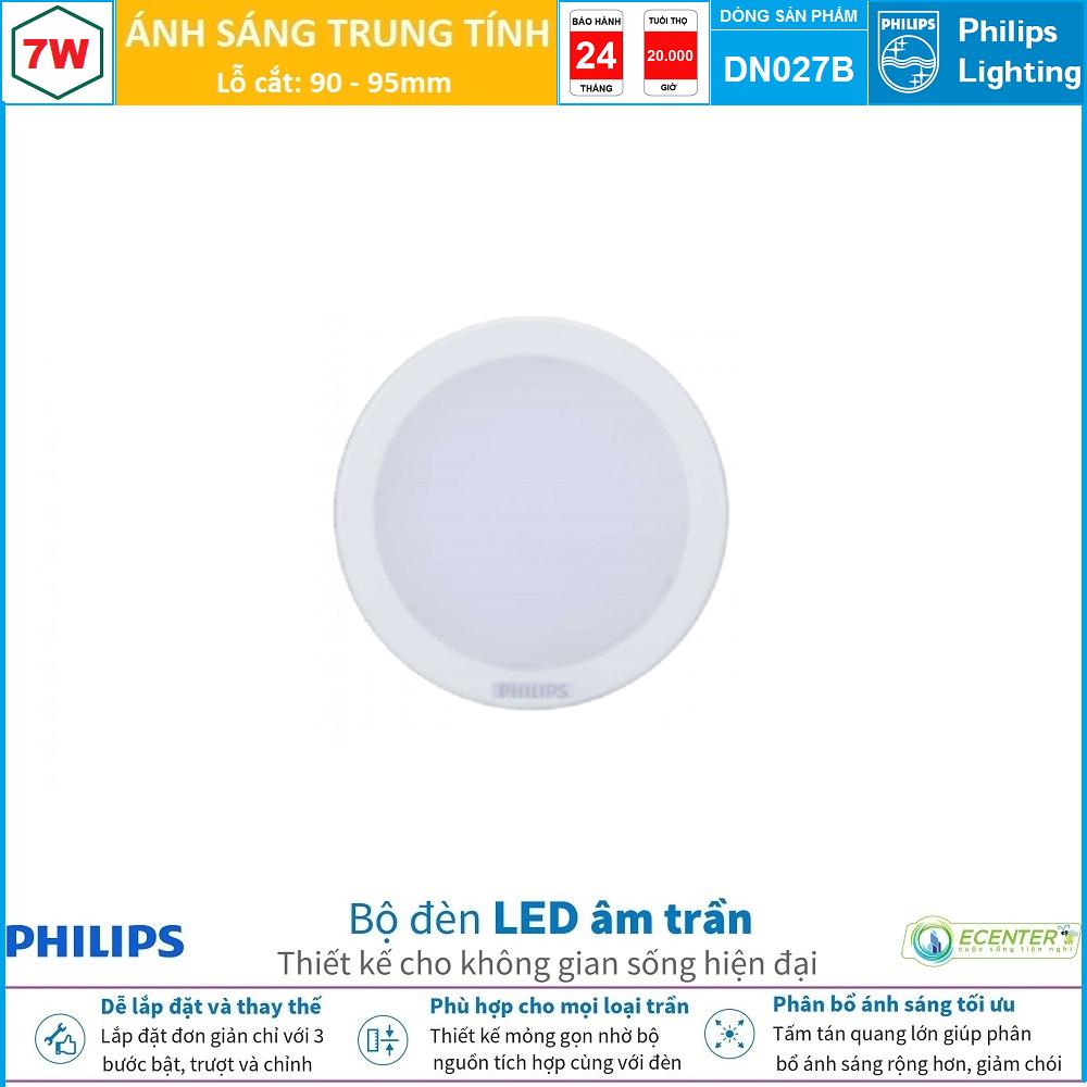 Đèn Led Âm trần 7W Philips Downlight DN027B LED6 D90 ( Ánh Sáng Vàng & Trung Tính & Trắng)
