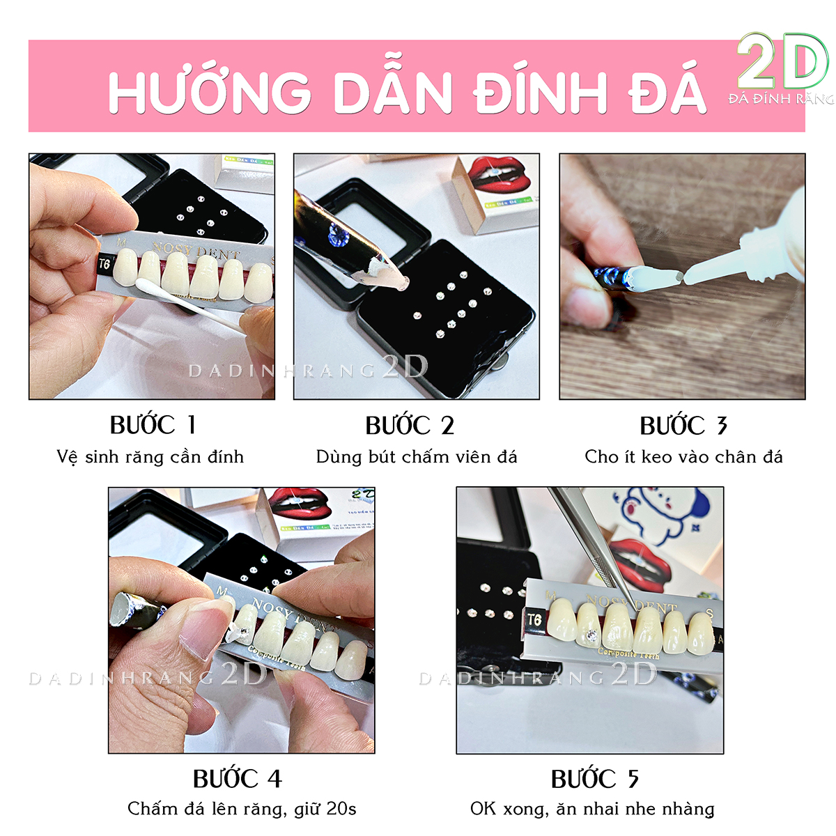 Đá Đính Răng Tại Nhà Đủ Size + Tặng Keo Dán
