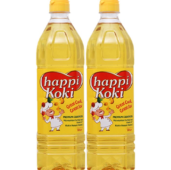 Combo 2 chai dầu ăn cao cấp Happi Koki 1 lít