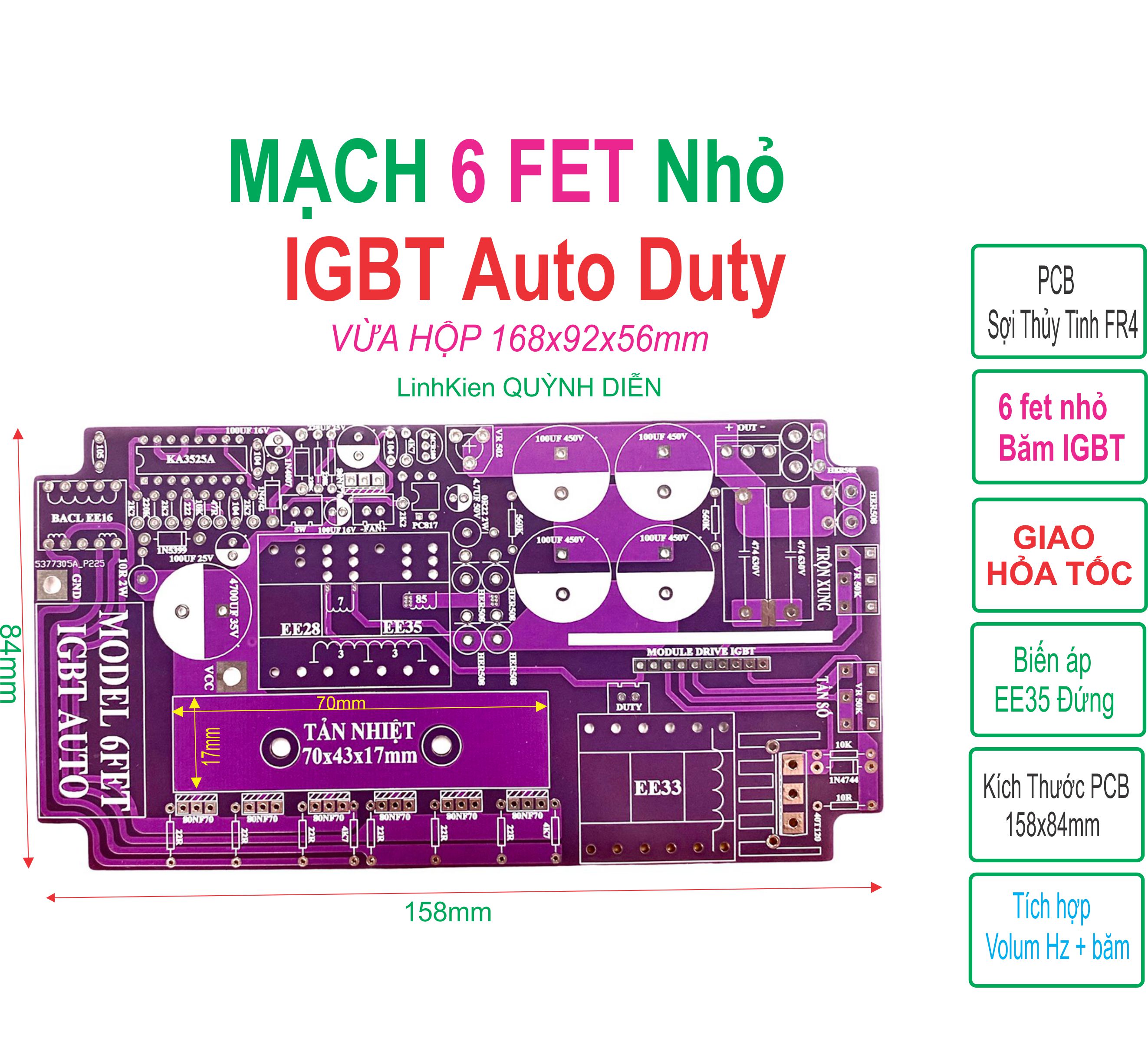 Pcb bo mạch kích đ iện 6 fet nhỏ băm igbt auto duty - linh kiện điện tử quỳnh diễn