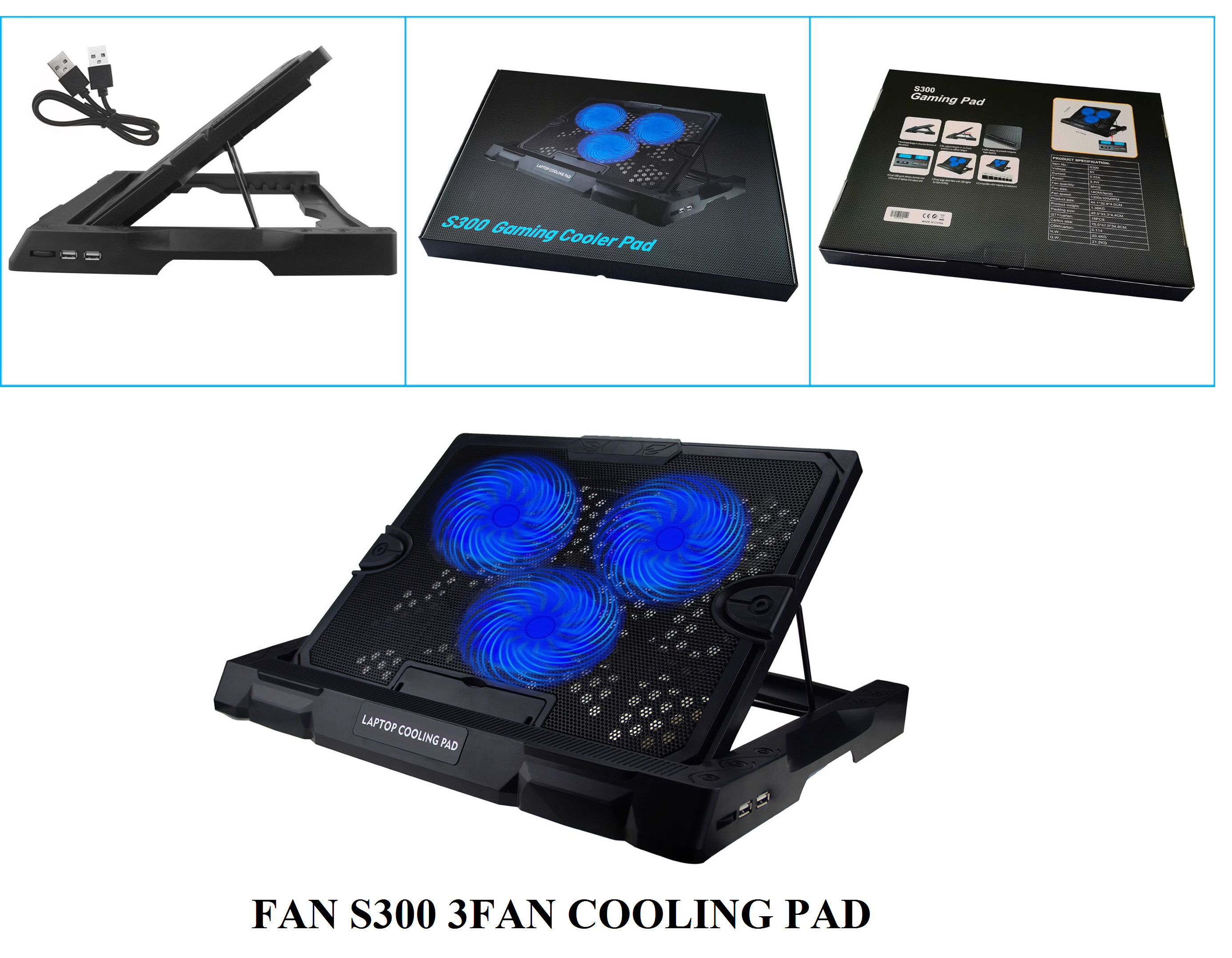 ĐẾ TẢN NHIỆT LAPTOP 3 FAN COOLING PAD S300