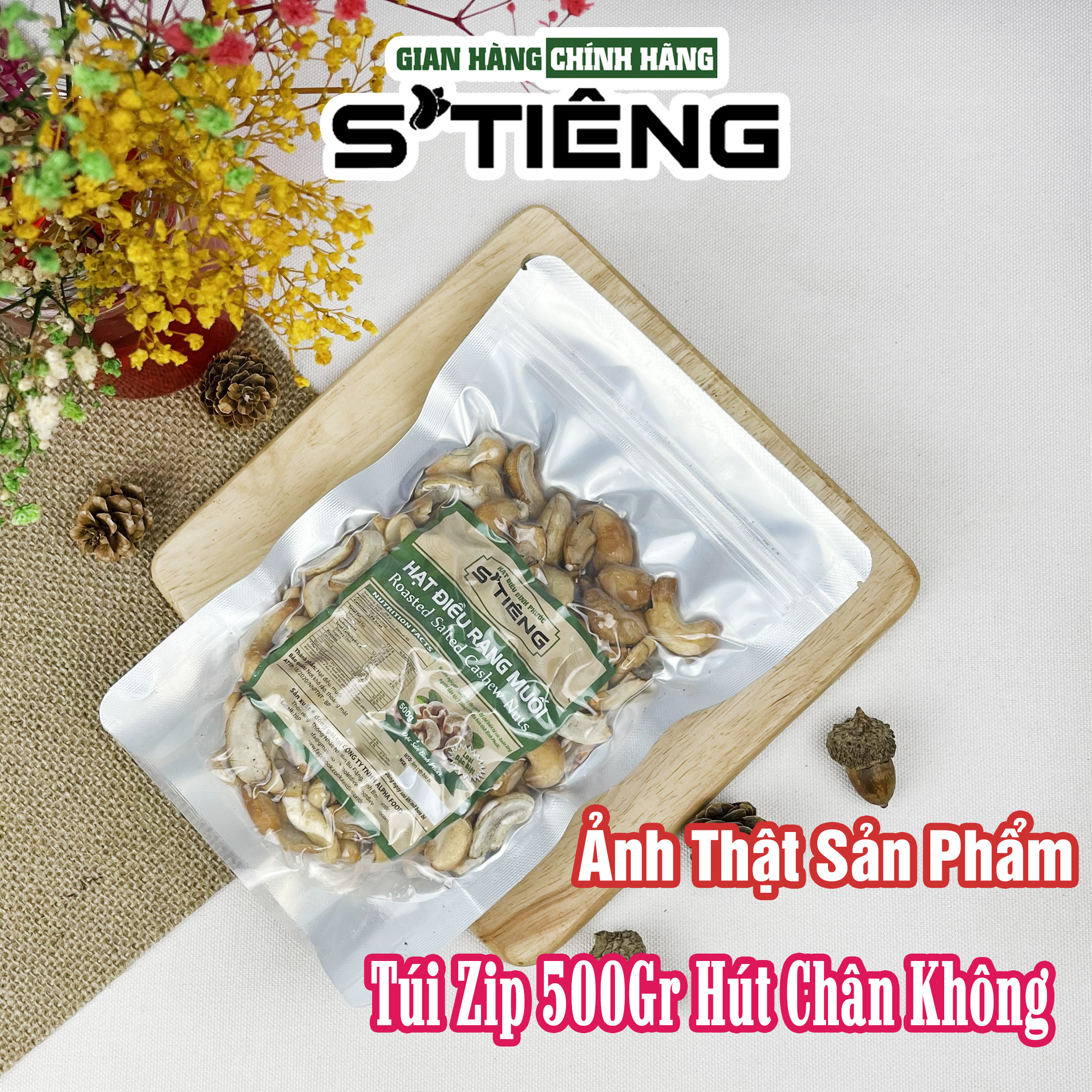 Hạt Điều Rang Muối STIENG Loại Bể SẠCH VỎ Lụa