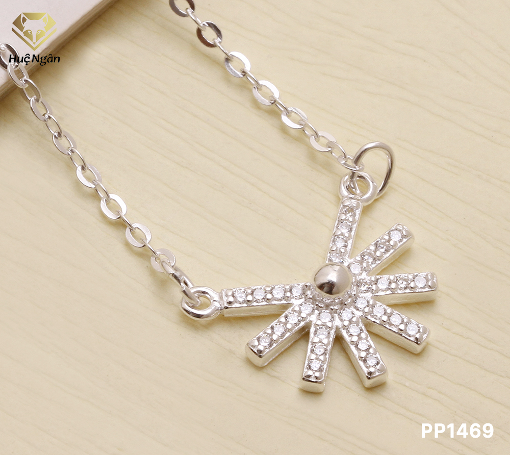 Bộ dây chuyền liền mặt trang sức bạc Ý S925 Bạc Xinh - mặt hoa khuyết PP1469