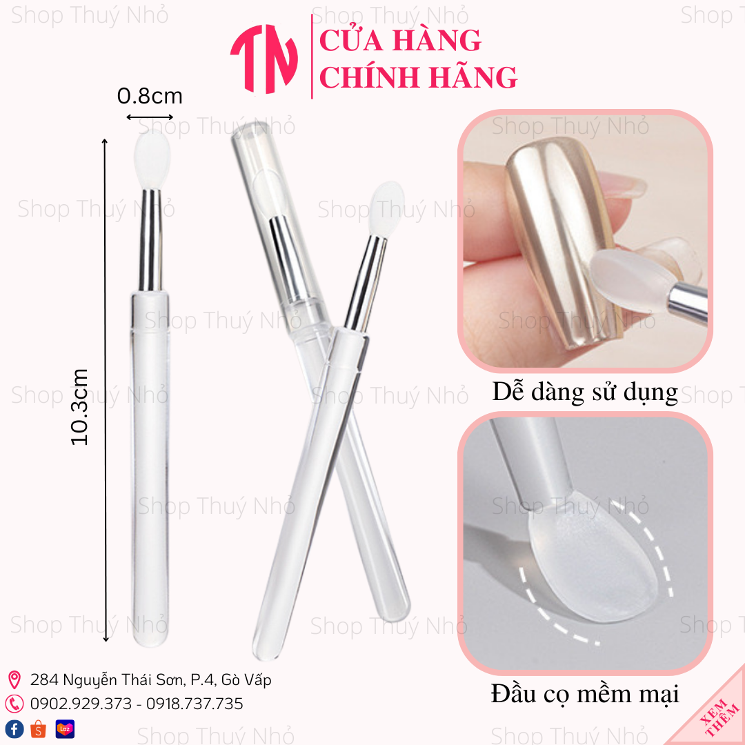 Cây bút, cọ chà tráng gương silicon cao cấp có nắp đậy bám tráng gương tốt dụng cụ làm móng tay nghệ thuật nail
