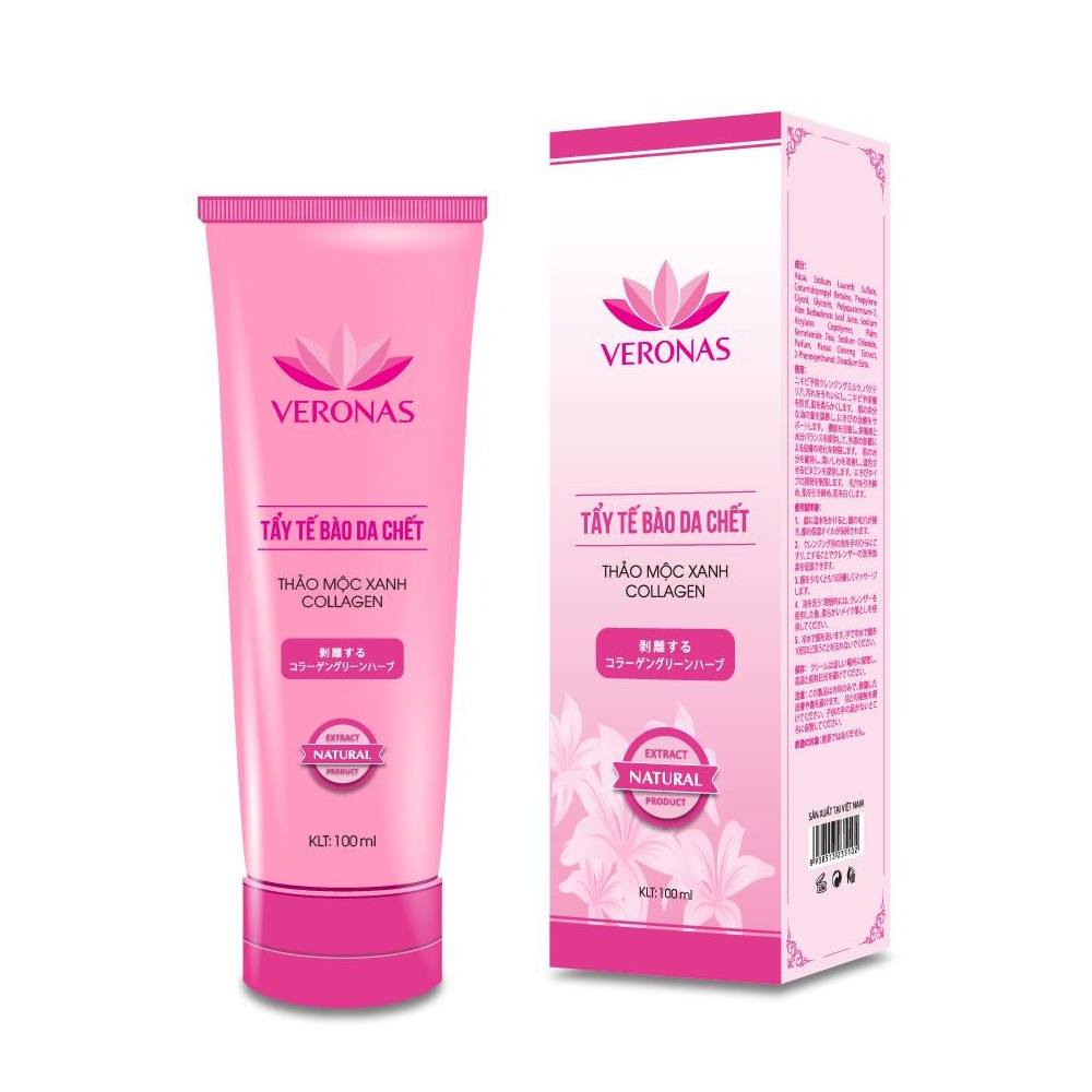 Tẩy tế bào da chết Veronas thảo mộc xanh collagen