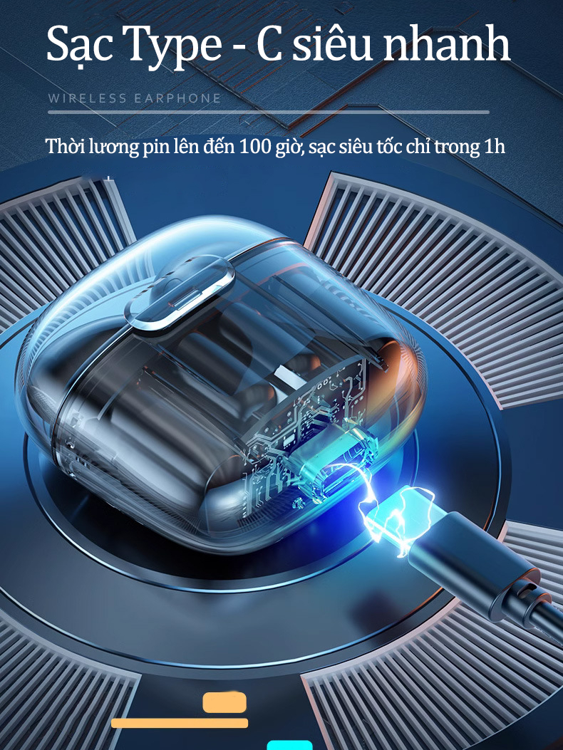 Tai nghe bluetooth không dây pin trâu chính hãng POLVCDG âm thanh to trong suốt cảm ứng chạm, tai nghe gaming cao cấp độ trế cực thấp có mic