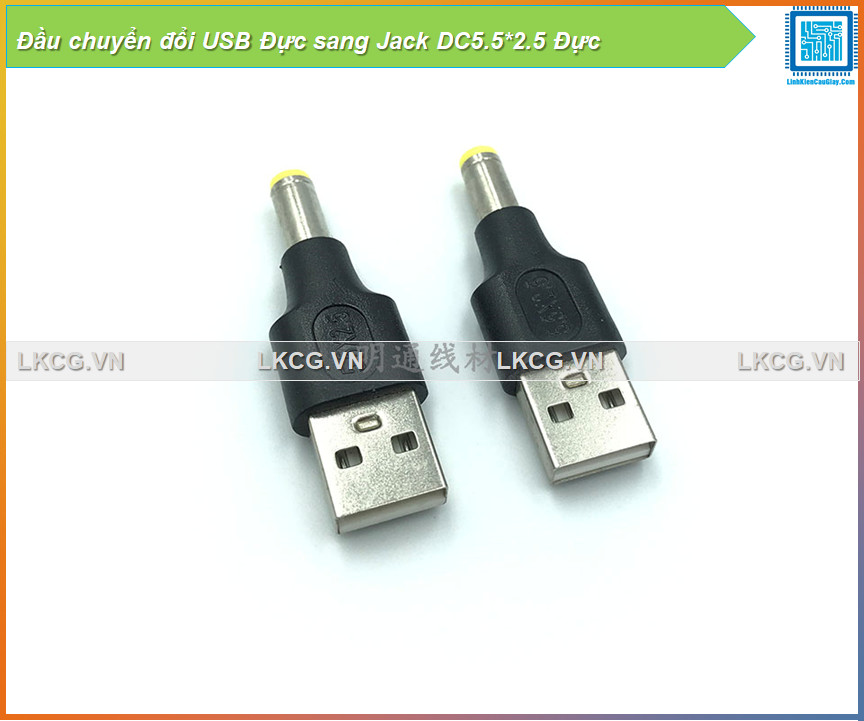 Đầu chuyển đổi usb đực sang jack dc5.5*2.5 đực