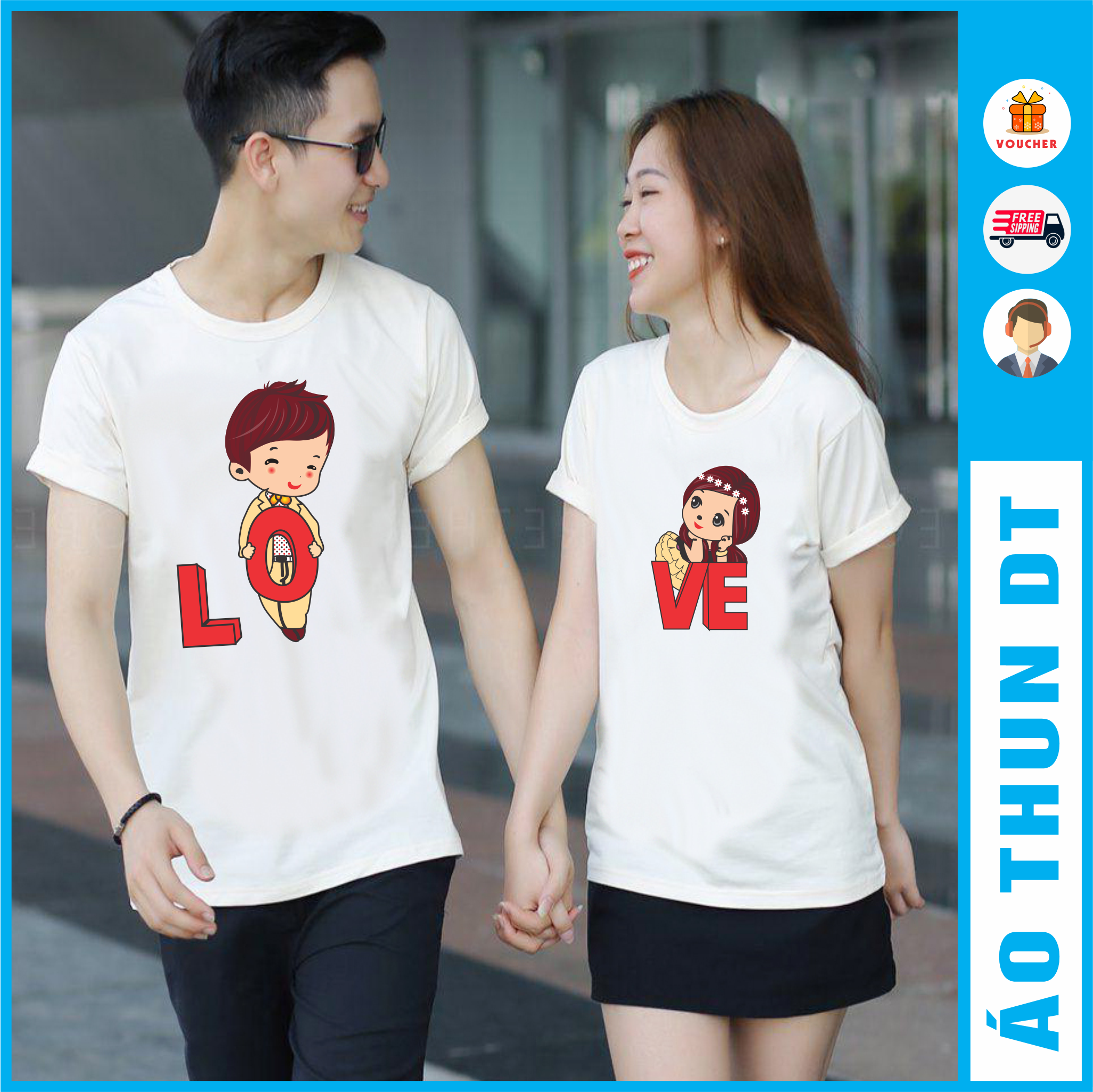 Áo đôi nam nữ, hình in đẹp - DT048
