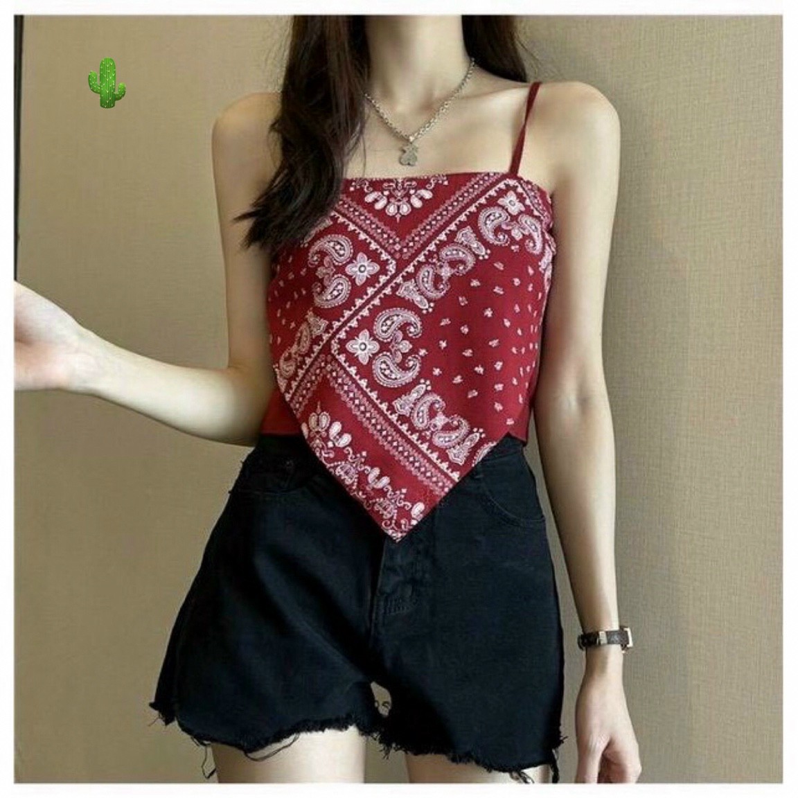 Áo Yếm 2 Dây Thổ Cẩm họa tiết