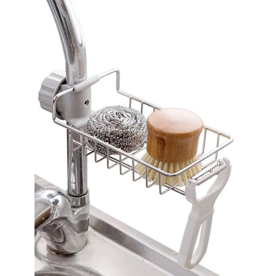 KHAY INOX treo vòi đựng miếng rửa chén bát