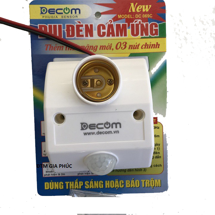 Đuôi đèn cảm ứng hồng ngoại 3 nút chỉnh decom dc069c - điện việt
