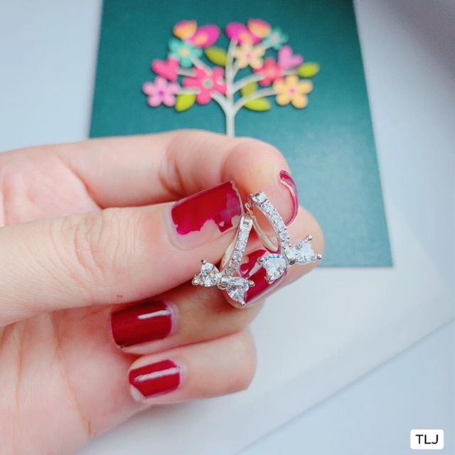 Bông tai nơ nhỏ xinh bạc ta