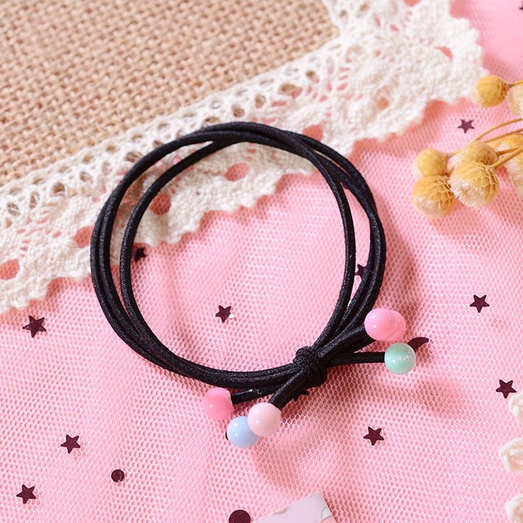 dây Buộc Tóc nữ,Dây Thun Cột Tóc,  3 Hạt Style Hàn Quốc-HCM-COMBO 10 dây