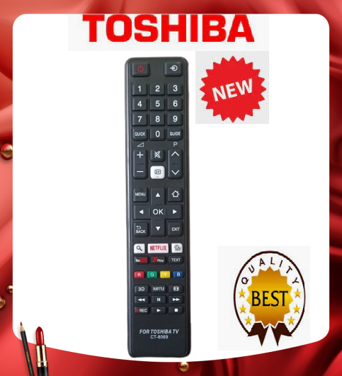 Điều khiển tivi Toshiba CT-8069-Hàng chất lượng có nút netfix -Youtube -3D dùng cho các dòng Toshiba LED/LCD/Smart TV 32L 43U 43L 49L 49U 50U 55L 55U-Mới 100%-Tặng kèm PIN