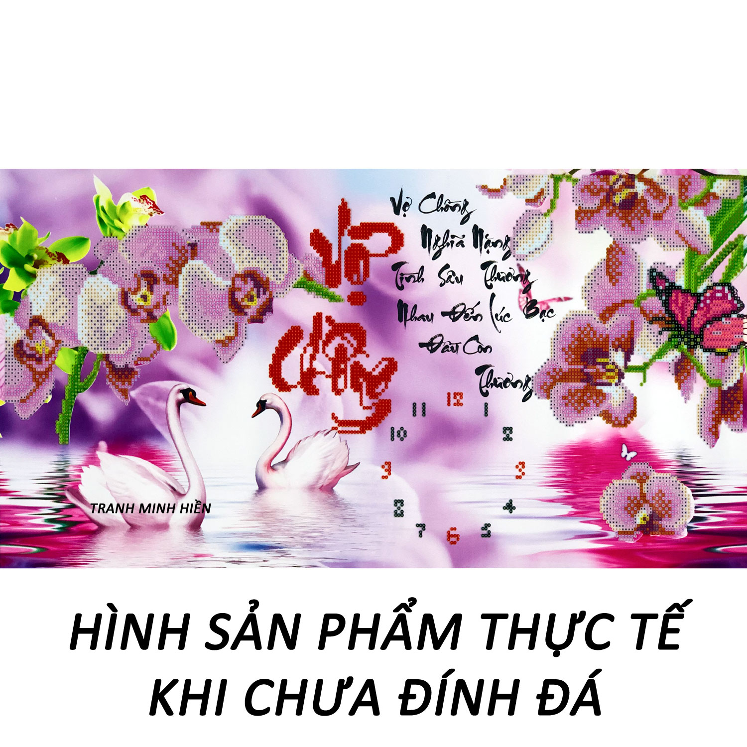 Tranh Đính Đá Vợ Chồng Hạnh Phúc Bền Lâu 16 (Kèm Quà Tặng) - Tranh Minh Hiền (TỰ ĐÍNH ĐÁ)