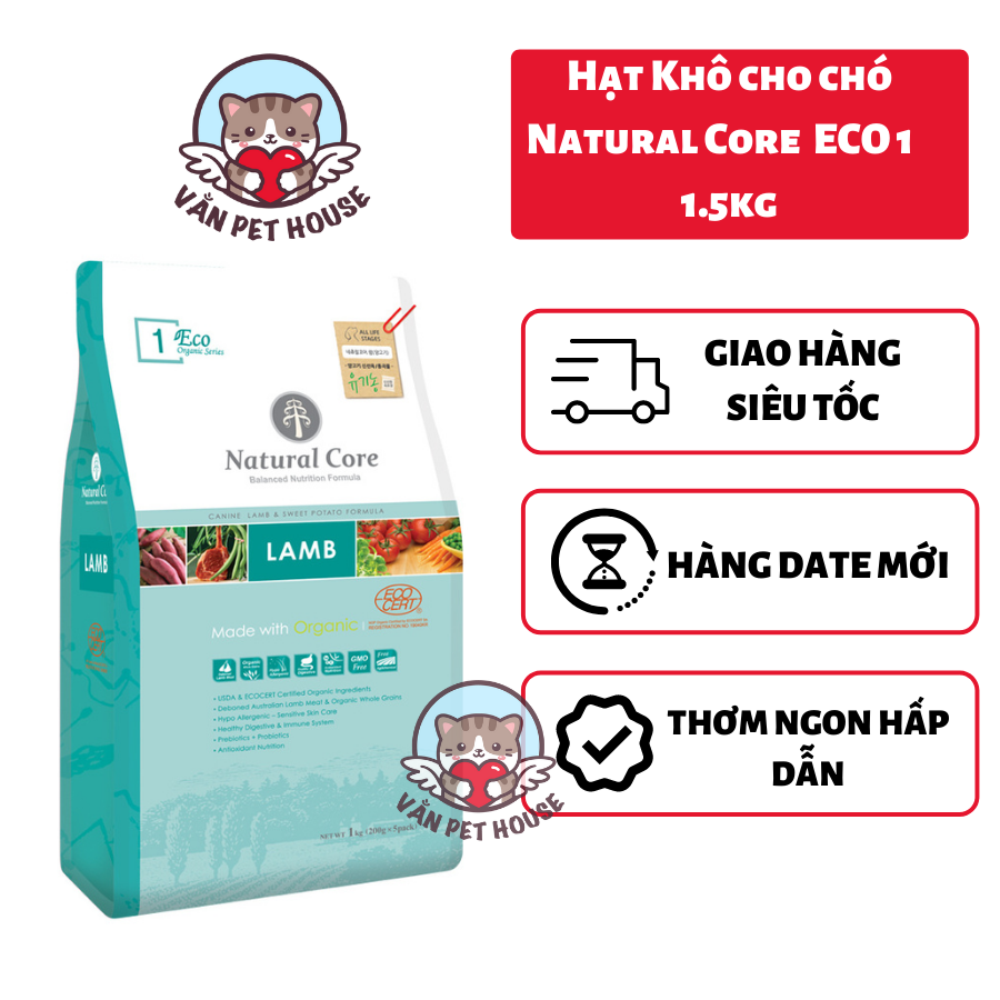 Hạt Hữu Cơ Cho Chó Natural Core Cao Cấp Vị Cừu Lamb 1KG