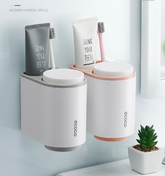 Giá đựng cốc, bàn chải, kem đánh răng Ecoco 2 cốc