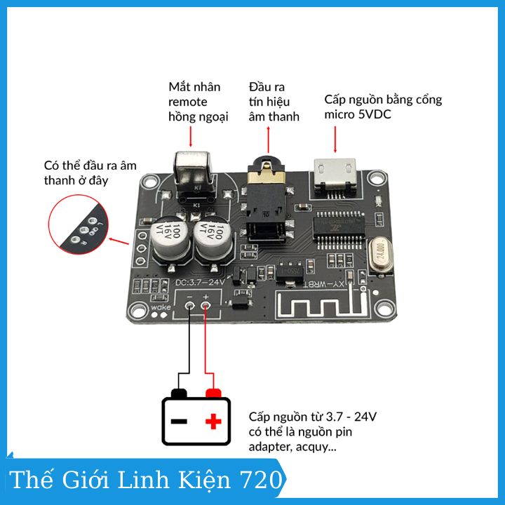 Module giải mã âm thanh Bluetooth 5.0 XY-WRBT kèm remote