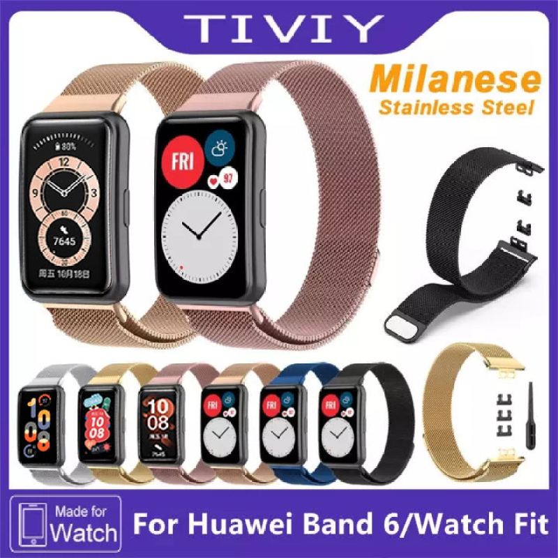 TIVIY Vòng đeo tay bằng thép không gỉ MAGNETIC Milanese Band cho Huawei Band 6 pro / huawei band 6 /Watch Fit Dây đeo đồng hồ cho huaweiwatch fit